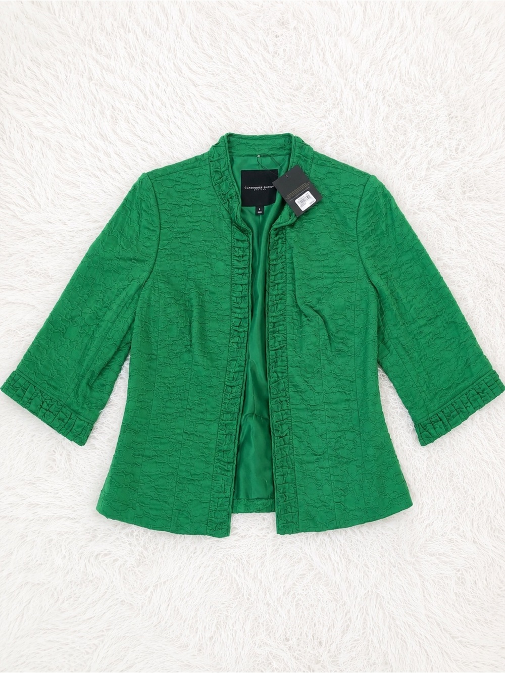 NWT Classiques Entier Atelier Cloverleaf Green Textured Jacket L $268